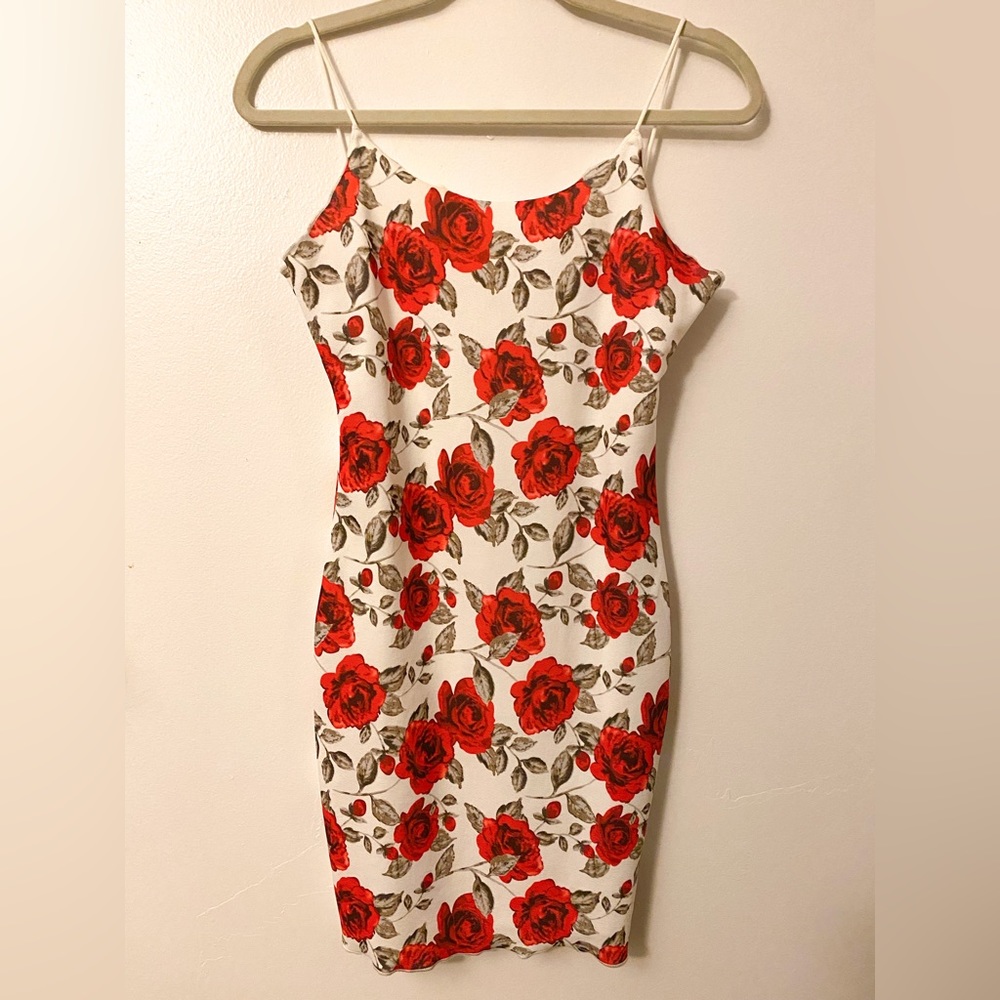 SHEIN Floral Rose Bodycon Dress